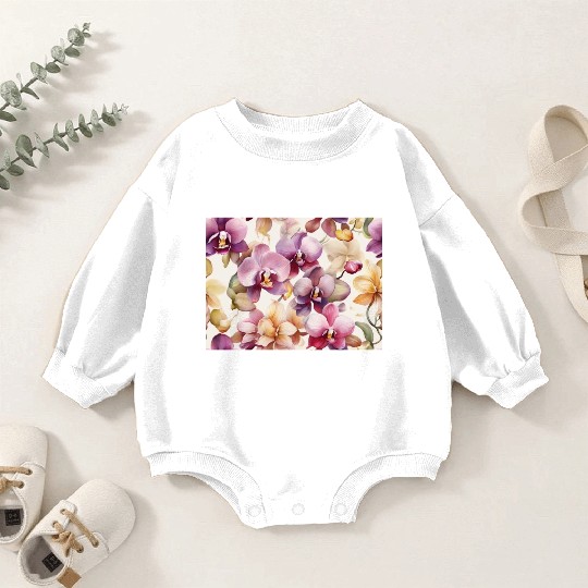 Sweet Watercolor Orchid Art Baby Romper Sweatshirts