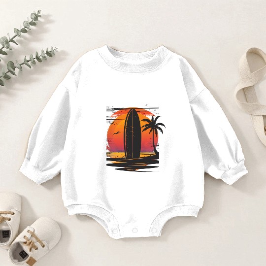 Sunset Surfing Retreat Tropical Vibes Baby Romper Sweatshirts