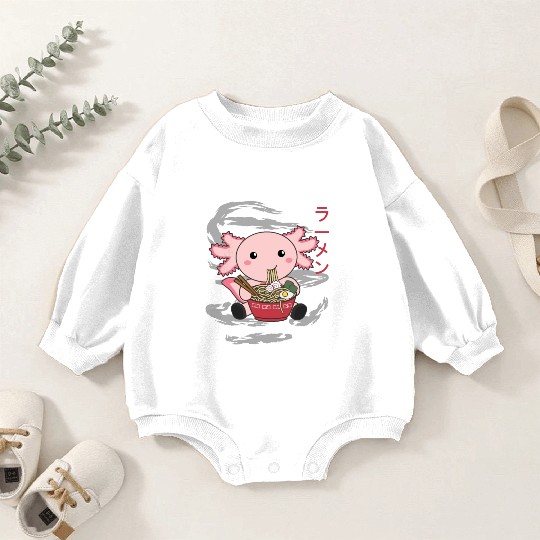 Axolotl Food Ramen Japanese Food Kawaii Animals Baby Romper Sweatshirts