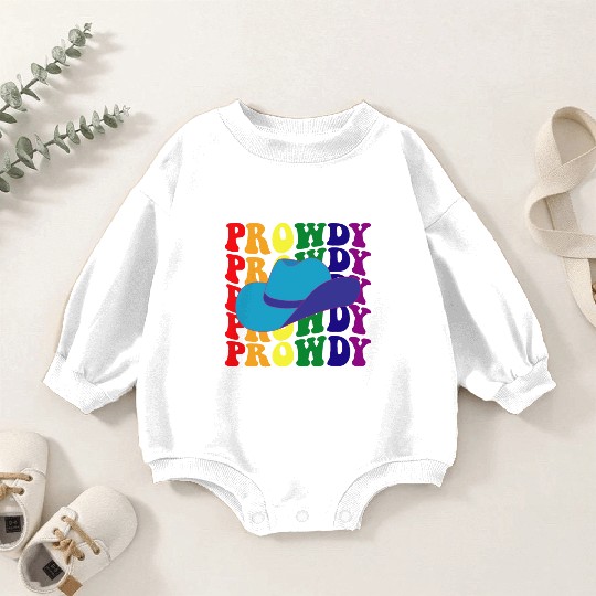 Prowdy Gay Lesbian Howdy Cowboy LGBTQ Pride Groovy Baby Romper Sweatshirts