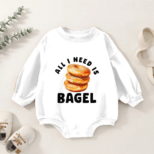 Bagel Lover For Men BreakFast Jewish Food Beigel Baby Romper Sweatshirts