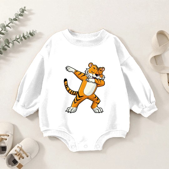 Dabbing Tiger Wildlife Safari Animal Lover Baby Romper Sweatshirts