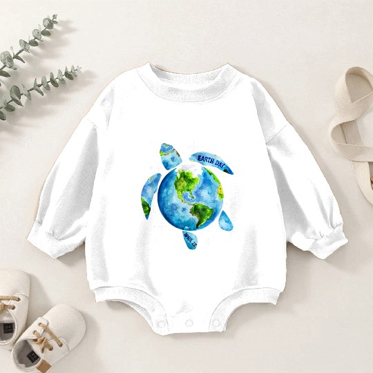 Earth Day Restore Earth Sea Turtle Art Baby Romper Sweatshirts