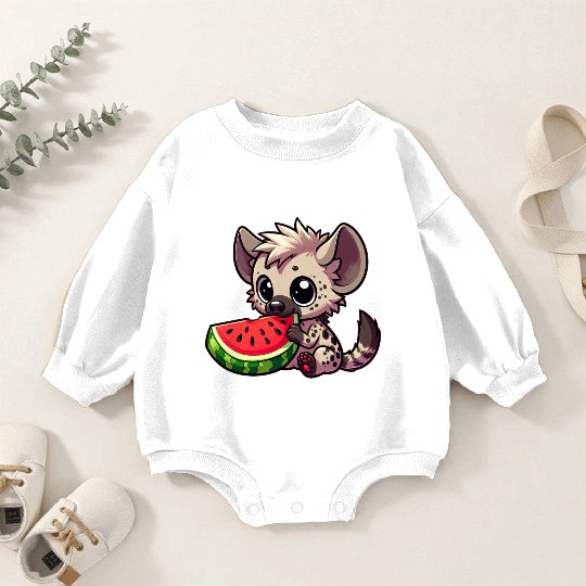 Hyena with Watermelon Summer Fruit Baby Romper Sweatshirts