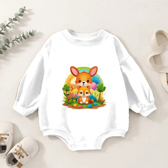 Kangaroo Kingdom Threads: Embrace Nature's Harmony Baby Romper Sweatshirts
