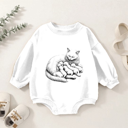 Breastfeeding Mother Cat Baby Romper Sweatshirts