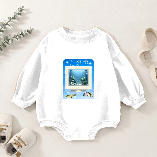 Frutiger Aero Aesthetic Tech Computer Aquarium Baby Romper Sweatshirts