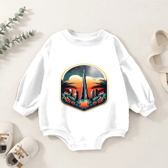 Dubai City United Arab Emirates Vintage Travel Baby Romper Sweatshirts