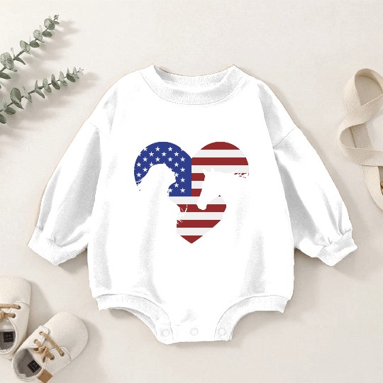 American Flag Horse lover for girls & women Baby Romper Sweatshirts