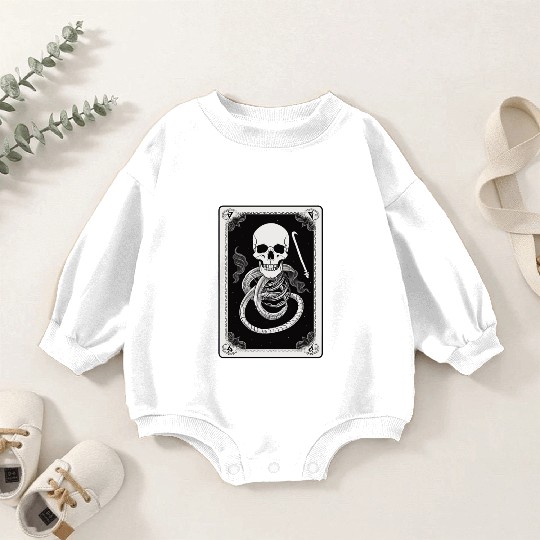 Skull Tarot Card Reader Astrology Occult Baby Romper Sweatshirts