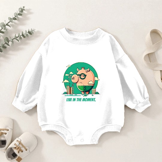 Live in the Moment Pig Baby Romper Sweatshirts