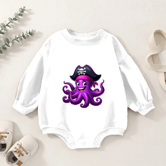 Funny pirate octopus Baby Romper Sweatshirts