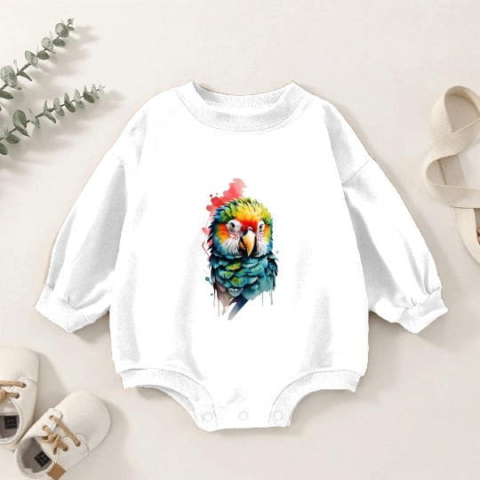 Macaw, Budgie Cockatoo, Parrot Flock Baby Romper Sweatshirts