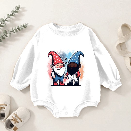 Gnome America Patriotic Whitey Melanin Gay Pride Baby Romper Sweatshirts