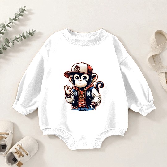 Baby Romper Sweatshirts Funny of a monkey dressed as rap