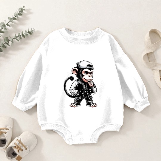Baby Romper Sweatshirts Funny of a monkey dressed as rap