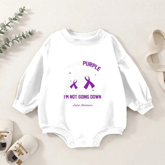 I Wear Purple For Myself Lupus Awareness Heart Baby Romper Sweatshirts