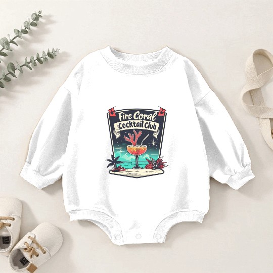 Fire Coral Cocktail Club Baby Romper Sweatshirts
