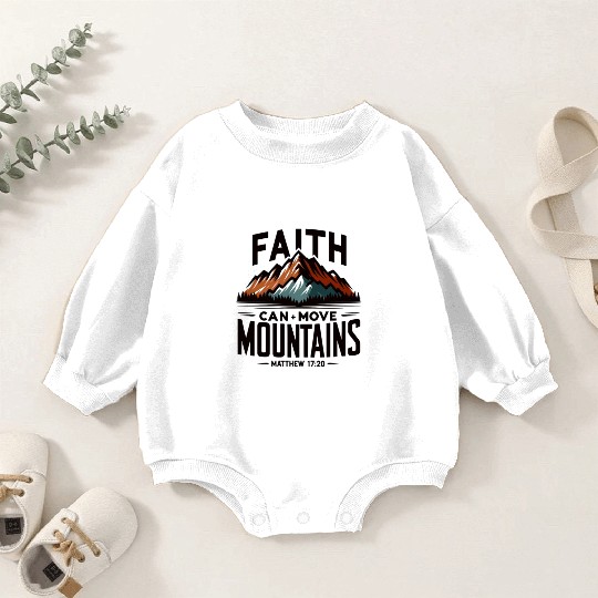 Faith Can Move Mountains Matthew 17:20 Retro Baby Romper Sweatshirts