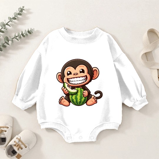 Monkey chimpanzee melon watermelon honeydew melon Baby Romper Sweatshirts