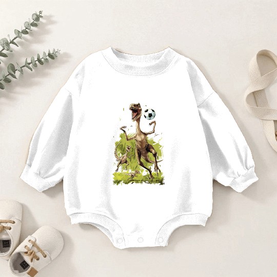 Soccer Ball Velociraptor Dinosaur Football Baby Romper Sweatshirts