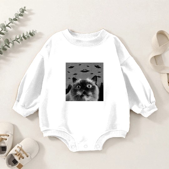 Alien UFO Himalayan Cat Lover Baby Romper Sweatshirts
