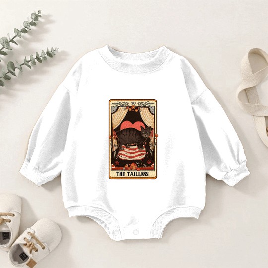 The Tailless Tarot Card Manx Cat Lover Manx Cat Baby Romper Sweatshirts