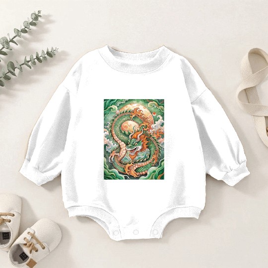 Traditional Chinese Dragon Ink Style Baby Romper Sweatshirts