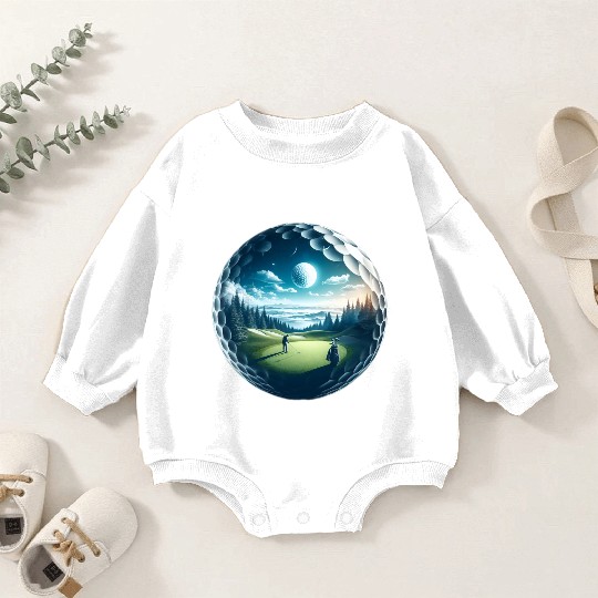 Twilight A Golf Dream Scape Surreal Golfing Course Baby Romper Sweatshirts
