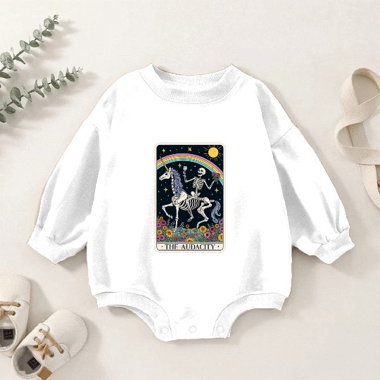 The Audacity Tarot Card Funny Skeleton Trendy Meme Baby Romper Sweatshirts