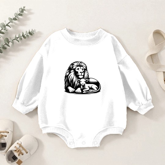 Lion and Lamb Black Design Christian Baby Romper Sweatshirts
