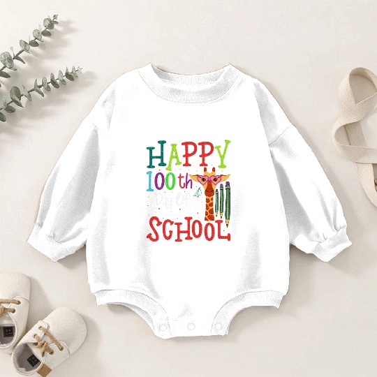 Happy 100 Day Of School Giraffe Lover Baby Romper Sweatshirts
