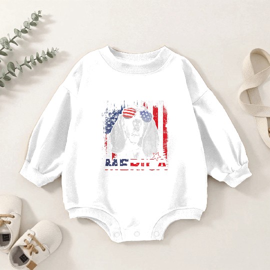 Basset Hound 4th Of July US Flag Merica Dog Lover Baby Romper Sweatshirts