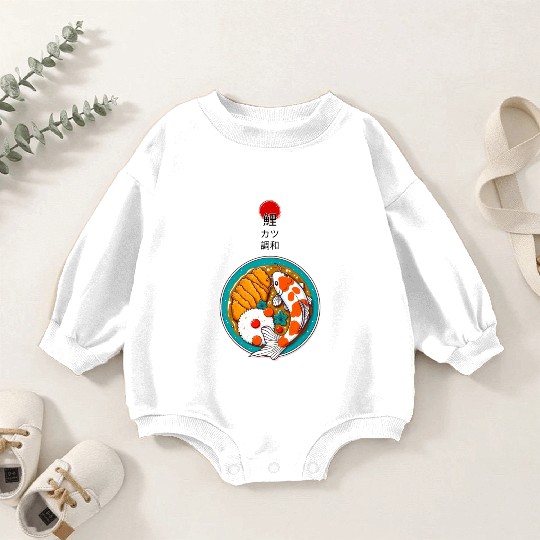Harmony of Koi Fish and Katsu Delight Baby Romper Sweatshirts