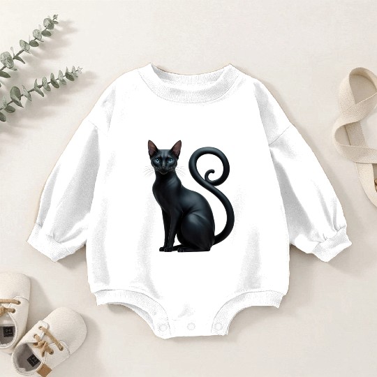 Elegant Black Sphynx Funny Baby Romper Sweatshirts