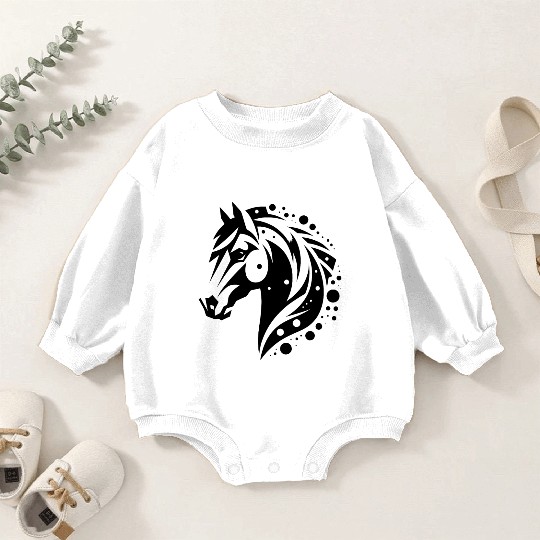 Horse Head Vintage Tribal Portrait Pony Tattoo Baby Romper Sweatshirts