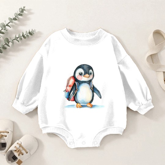 Watercolor Cute School Animals, Back to School Baby Romper Sweatshirts