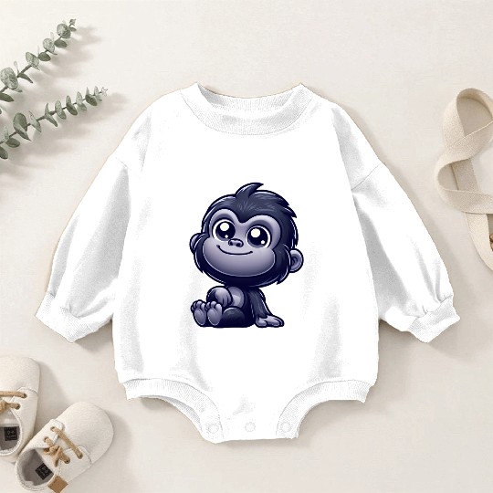 Cute monkey chimpanzee gorilla peaceful happy Baby Romper Sweatshirts