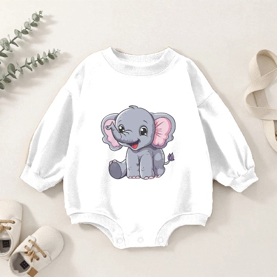 Adorable Baby Elephant Joyful Smile Baby Romper Sweatshirts