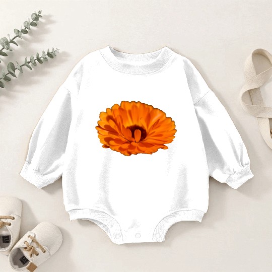 orange flower marigold Baby Romper Sweatshirts