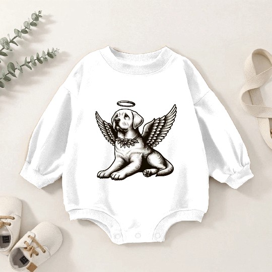 Labrador angel wings black white halo Baby Romper Sweatshirts