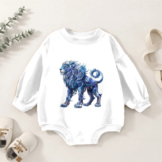 Celestial Lion Images, Mystical Lion, Night sky Baby Romper Sweatshirts