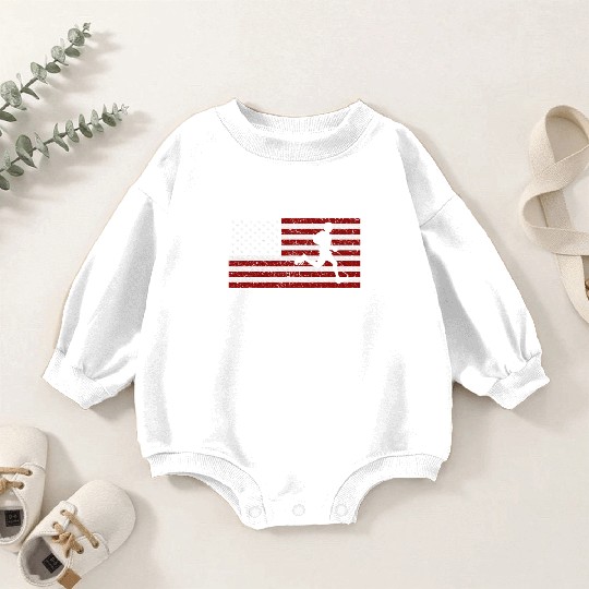 American Flag Running Runner Baby Romper Sweatshirts