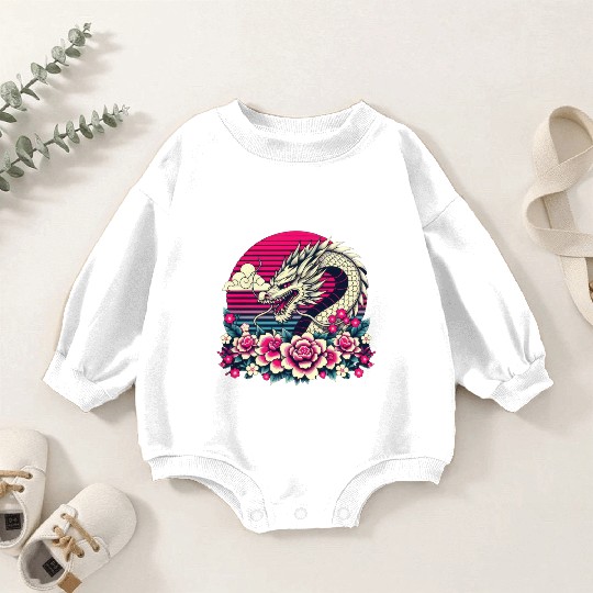 Tokyo Asian Dragon Vintage Style 80s Retro Japanes Baby Romper Sweatshirts