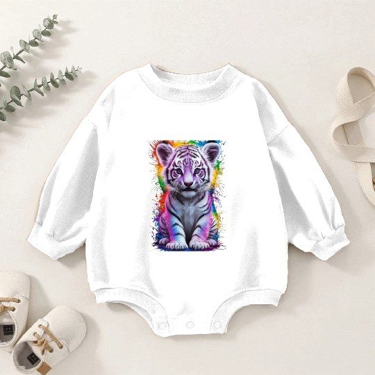 colorful tiger cub Baby Romper Sweatshirts