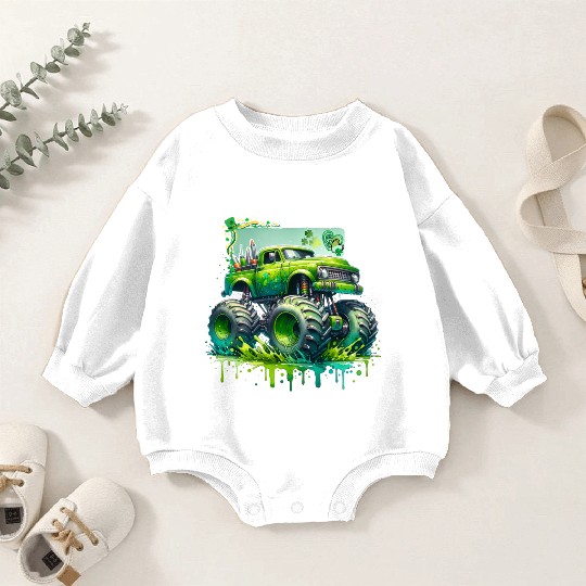 Monster Truck Shamrock Baby Romper Sweatshirts