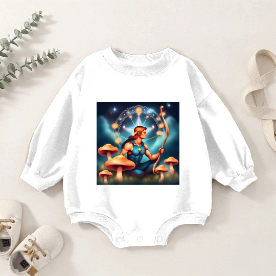Sagittarius zodiac sign with mushrooms Baby Romper Sweatshirts