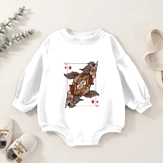 Unicorn steampunk card game Queen of Diamonds Poke Baby Romper Sweatshirts