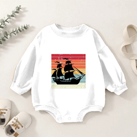 Pirate ship sunset Baby Romper Sweatshirts