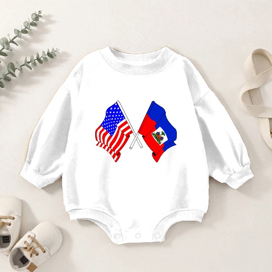 USA flag USA, Haiti flag Baby Romper Sweatshirts